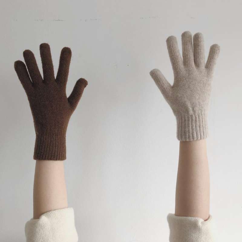 韩国温柔风仿羊毛骑车五指手套