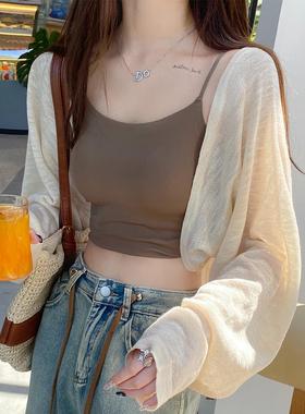 小披肩外搭女冰丝防晒开衫夏季薄款罩衫小坎肩短款针织上衣空调衫