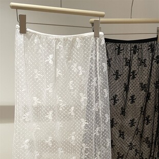 四季款两色韩国ins日系风蝴蝶结柔软蕾丝半身裙屁帘裙中裙少女