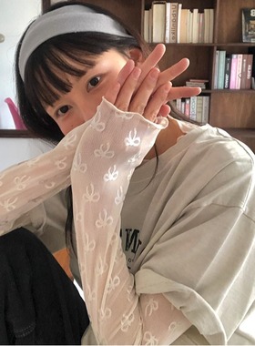 春夏新款韩国ins可爱日系蝴蝶结弹性网纱打底衫长袖T恤内搭