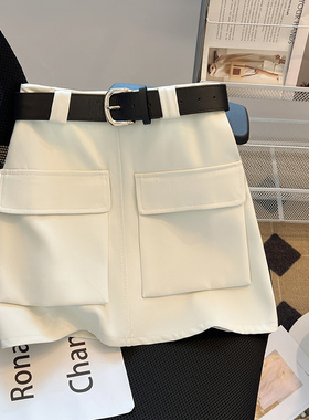 白色辣妹西装半身裙女夏季设计感高腰工装半裙显瘦a字包臀短裙裤