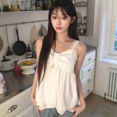 有货 尺码更 韩国 chic 夏日 肌理感 扭结 吊带背心