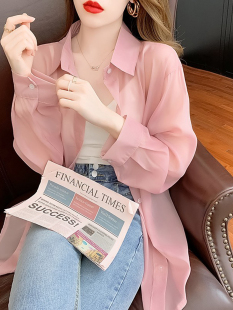 防曬衣薄款 外套女雪紡襯衫 2023新款 上衣襯衣可外穿冰絲防曬服 夏季