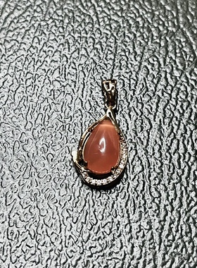 天然冰种红纹石吊坠 925银镶嵌 天然支持检查