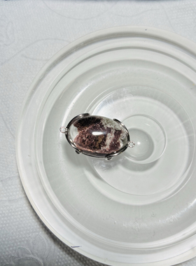 天然紫粉白幽灵双耳 925银镶嵌 diy手链