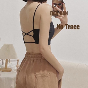 23新款小性感冰丝无痕平口乳胶杯美背短款背心吊带无钢圈内搭修身