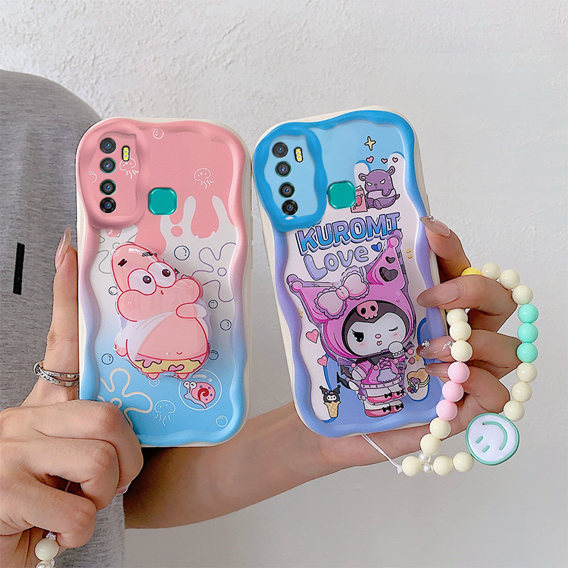 适用于Tecno Camon 16 S手机壳 全包卡通可爱奶油边保护套 防摔硅胶软壳 个性支架