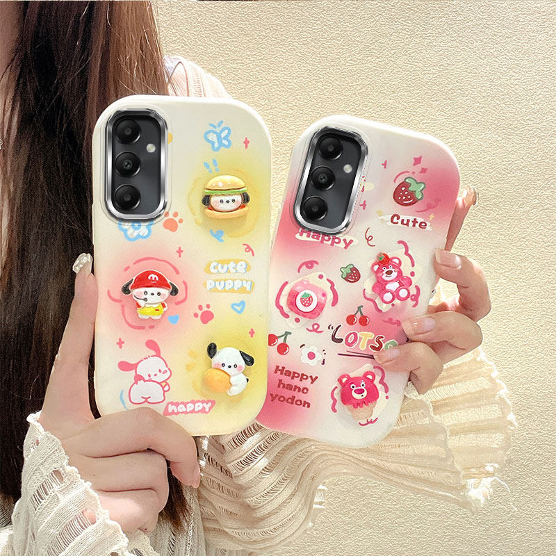 适用于三星A35 A55 A33 A53 A32 A54手机壳A30S A50 A31 A51 A71 A52贴公仔可爱保护套 电镀边框TPU全包软壳