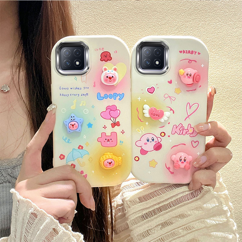 适用于OPPO A53 5G手机壳PECM30/ PECT30贴公仔可爱保护套 电镀边框TPU全包软壳