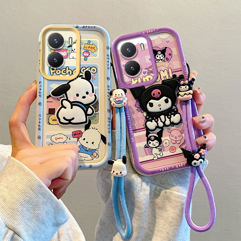 适用于vivo Y16/Y56 5G手机壳T2X 5G/V2214/V2253硅胶软防摔全包边保护套 创意卡通贴公仔情侣