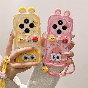 适用于小米Redmi 14C/14R手机壳红米13C/红米12 13 4G 5G/Note 13R硅胶耳朵款奶油保护套 创意卡通贴公仔情侣