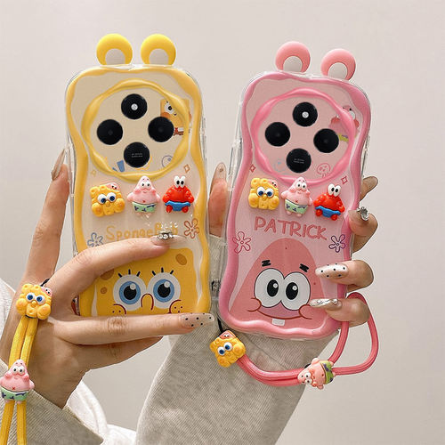 适用于小米Redmi 14C/14R手机壳红米13C/红米12 13 4G 5G/Note 13R硅胶耳朵款奶油保护套 创意卡通贴公仔情侣