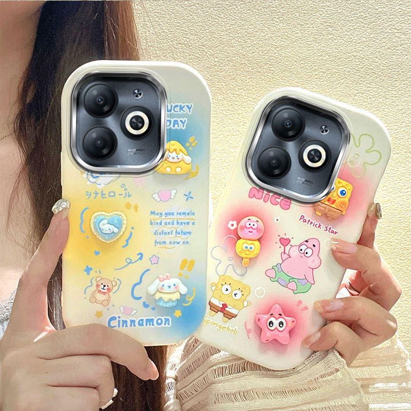 适用于itel P55 4G手机壳 A666L贴公仔可爱保护套 电镀边框TPU全包软壳