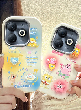 适用于Infinix Smart 8Plus手机壳 X6526贴公仔可爱保护套 电镀边框TPU全包软壳