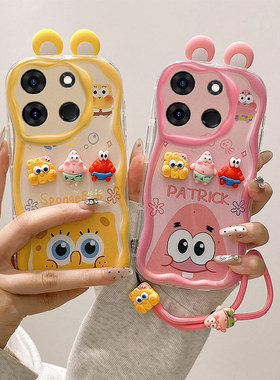 适用于ITEL A60S手机壳 A662LM硅胶耳朵款奶油保护套 创意卡通贴公仔情侣
