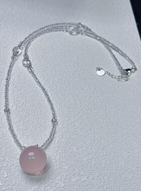 天然粉水晶项链女款小众设计感锁骨链颈链饰品礼物送女友送自己