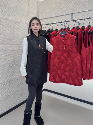 新中式国风立领盘扣无袖马甲女复古高级感时尚显瘦百搭中长款上衣