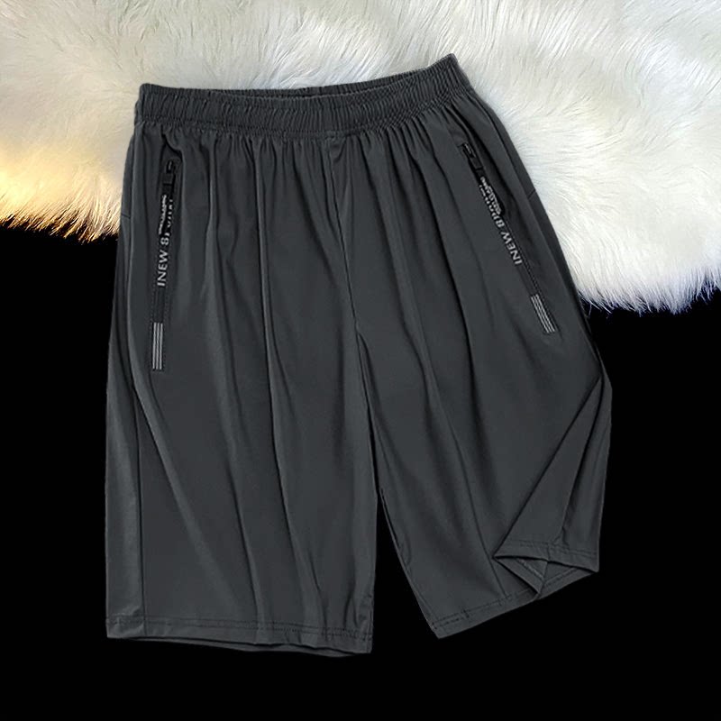 高弹锦纶冰丝短裤男士夏季大码宽松速干五分休闲运动裤透气沙滩裤