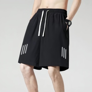 夏季印花冰感运动短裤男宽松ins百搭薄款速干冰丝裤子男士五分裤