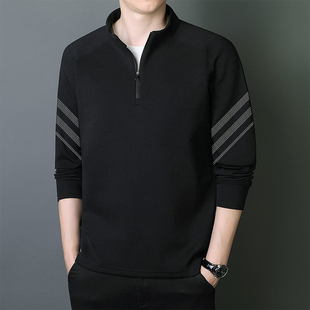 拉链卫衣新款春秋季男士立领时尚宽松休闲半拉链长袖上衣打底百搭
