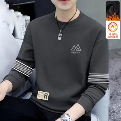 套头卫衣男秋冬季2025新款青少年男款宽松加绒重磅无帽外套百搭