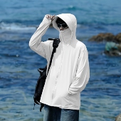 防晒衣男山系户外遮阳大帽檐皮肤衣夏季 冰丝情侣防晒服透气 upf50