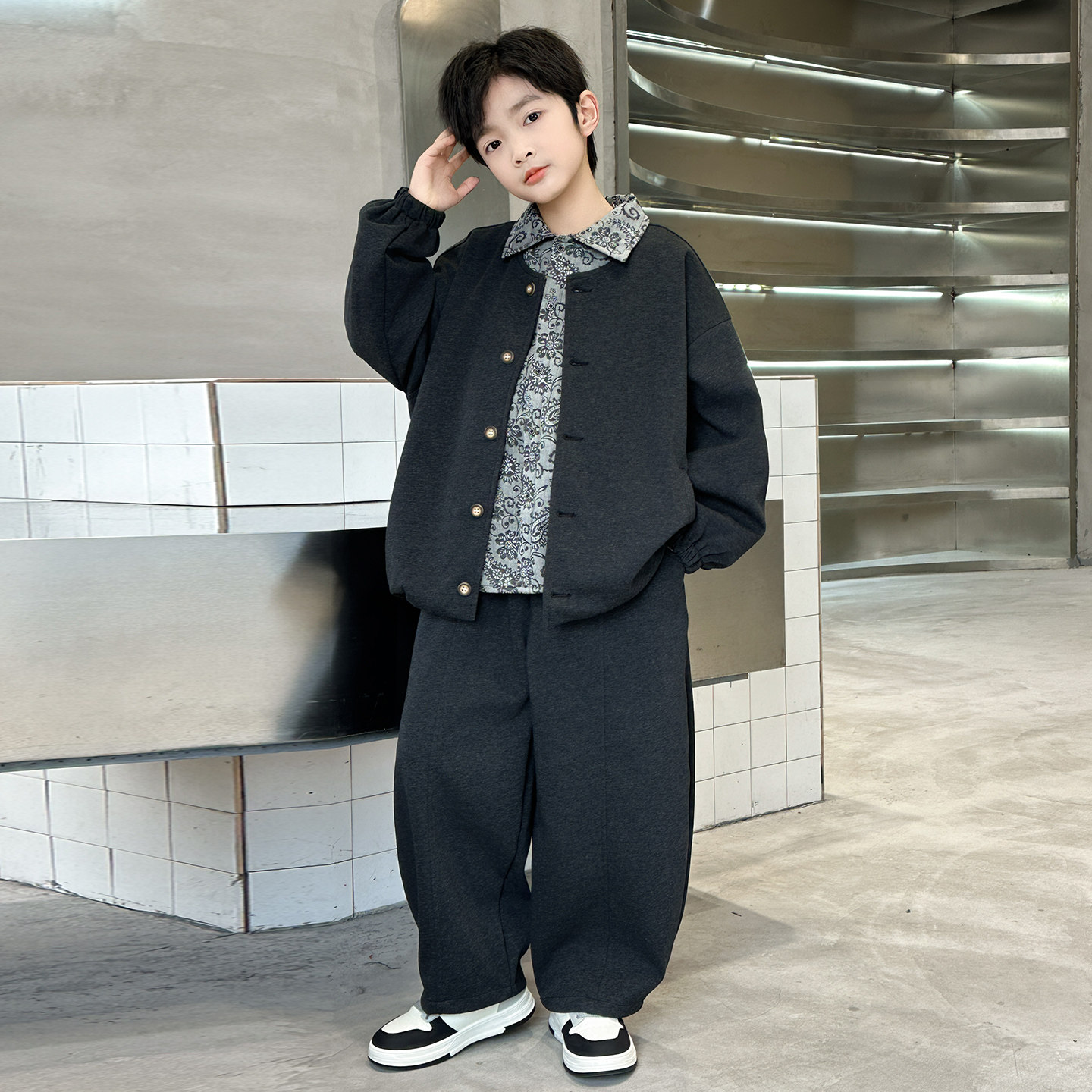 男童春装套装2026新款中大童春季男孩春秋款儿童休闲三件套痞帅风