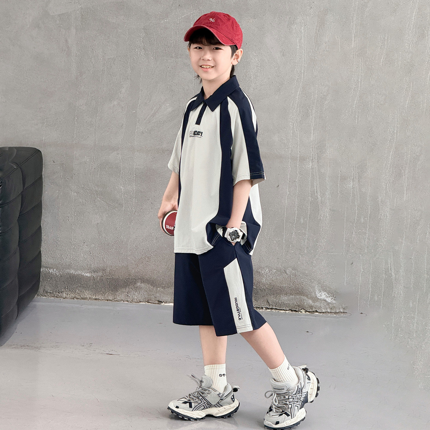 男童夏装套装2026新款大童夏季薄款男孩宽松短袖儿童polo衫上衣潮