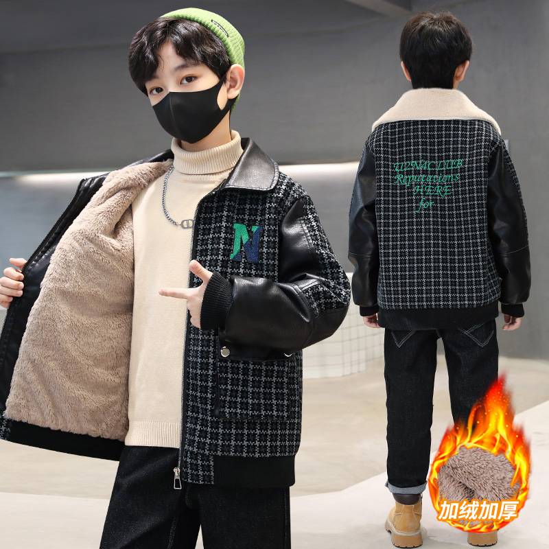 男童皮衣外套春秋款2025新款