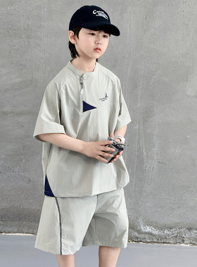 男童运动套装夏季2026新款儿童夏装衣服潮牌大男孩短袖两件套炸街