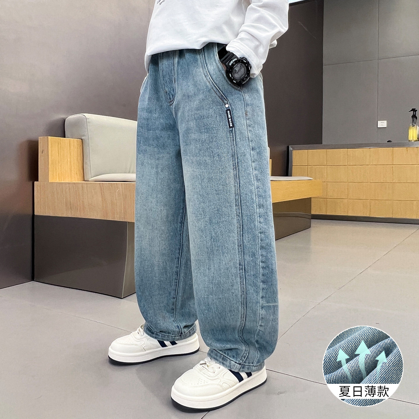 男童牛仔裤夏季薄款2026年新款儿童休闲宽松直筒长裤大童酷帅潮款