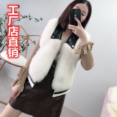 仿狐狸毛皮草马甲2023秋冬新款背心时尚百搭外套显瘦修身马夹女短