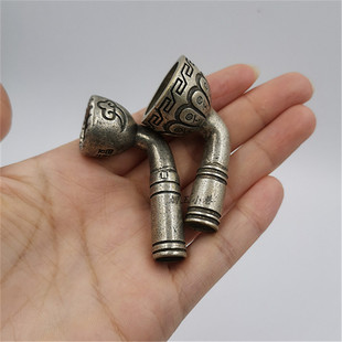 复古传统老式苗银烟袋锅头刻花旱烟锅仿古古玩烟锅老式旱烟袋配件