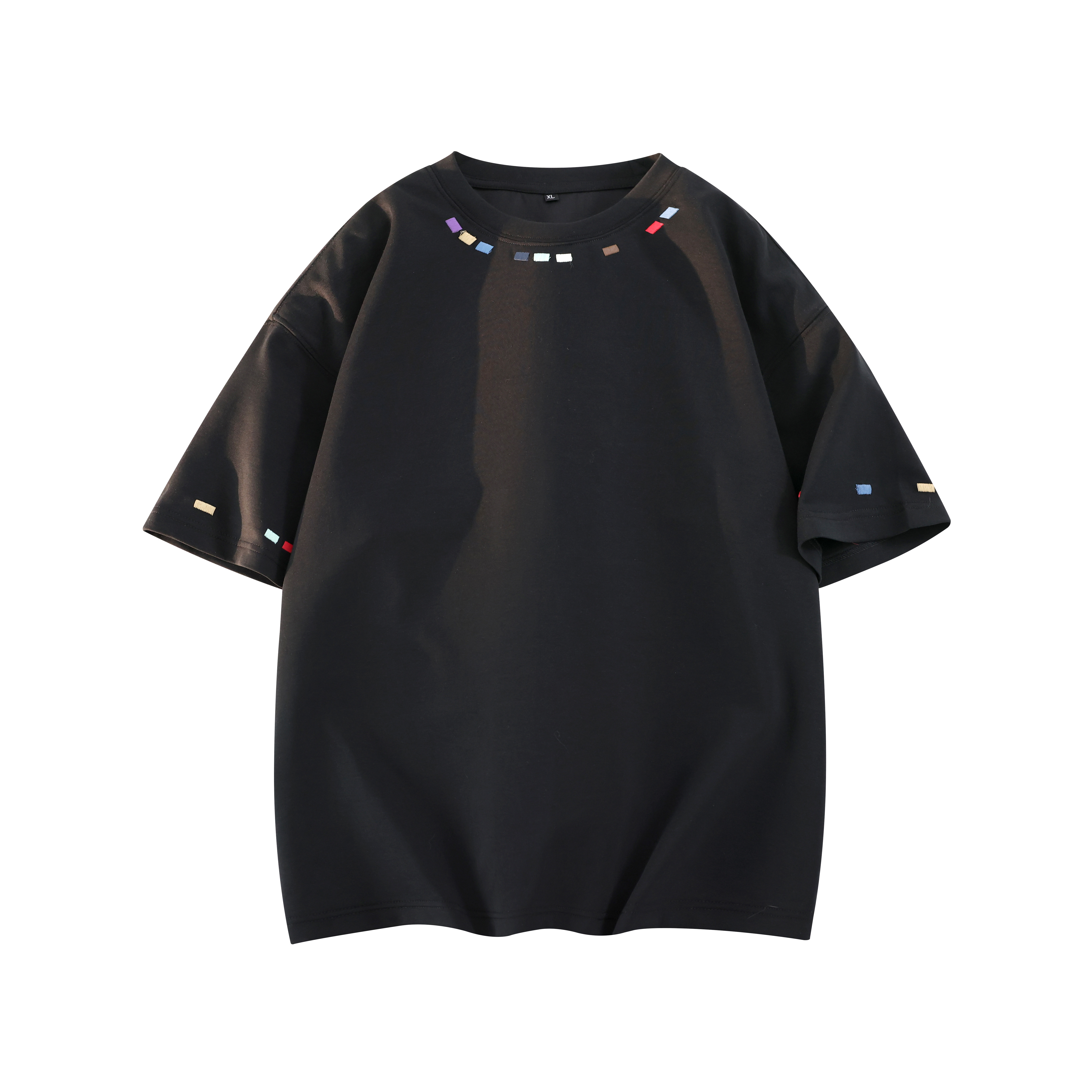 1千件曼巴棉280g2026春款圆领刺绣短袖t恤男潮牌美式3DT2607P25，男装T恤，电商A030-1