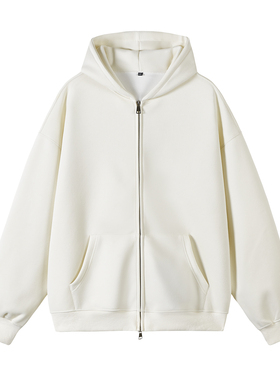 2W件华棉320g2026春款双拉链连帽开衫卫衣光板白底 WY602特P35