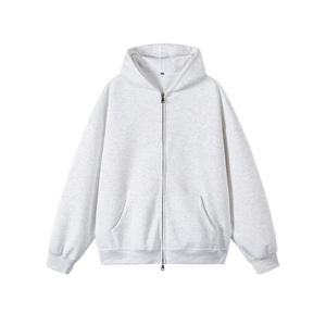 3W件华棉330g2026春款双拉链连帽开衫卫衣光板白底 WY602特P35，男装卫衣，电商A030-1