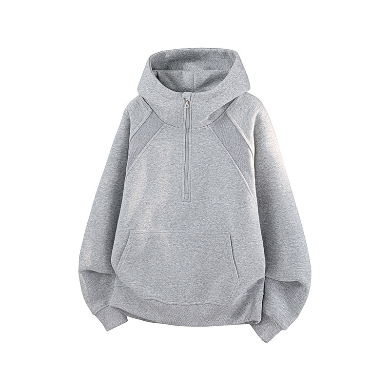 1万件华棉420g2026春款结构拼接螺纹连帽开衫卫衣3D冷光WY606P45，男装卫衣，电商A030-1