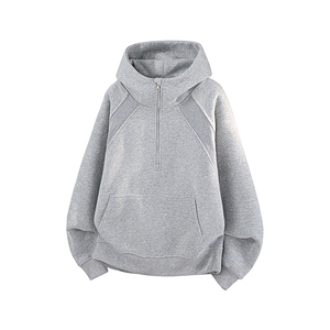 1万件华棉420g2026春款结构拼接螺纹连帽开衫卫衣3D冷光WY606 P45，男装卫衣，电商A030-1