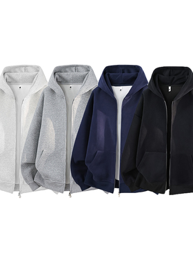 3W华棉320g2026春款双拉链重磅连帽开衫卫衣3D冷光WY602 特P35