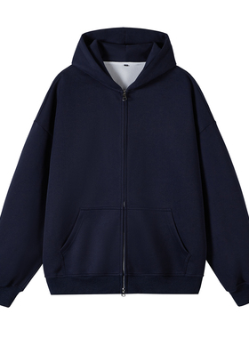 2W件华棉320g2026春款双拉链连帽开衫卫衣光板白底 WY602特P35