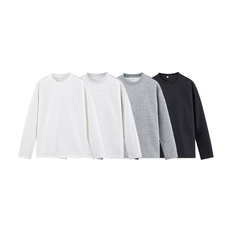 2000件+320g新款设计感宽松长袖拉链T恤白底T2605P25，男装T恤，电商A030-1