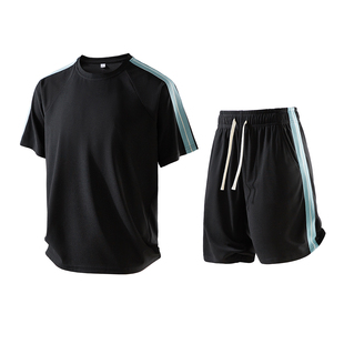 P38控69 潮牌休闲运动痞帅百搭两件套TZ2552 冰丝运动套装 男夏季