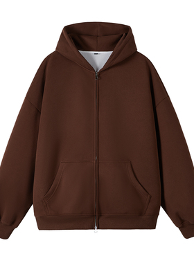 2W件华棉320g2026春款双拉链连帽开衫卫衣光板白底 WY602特P35