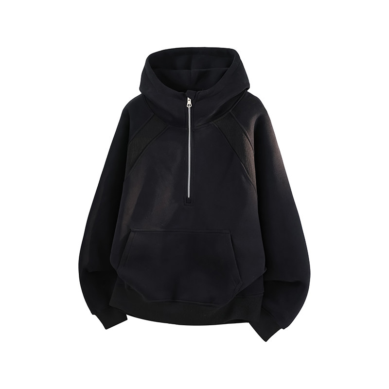 1万件华棉420g2026春款结构拼接螺纹连帽开衫卫衣3D冷光WY606P45，男装卫衣，电商A030-1