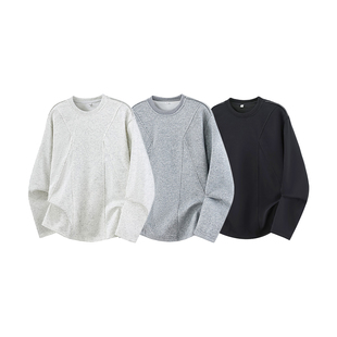 新款 T2603 设计感宽松长袖 P25 拉链T恤 1000件华棉320g2026春款