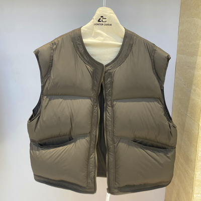 90白鸭绒加厚宽松羽绒马甲女2025年秋冬季新款小个子圆领拉链外套