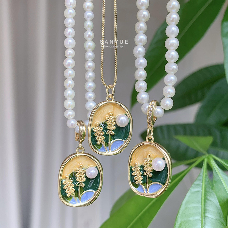 新款油画万能扣淡水珍珠吊坠新中式复古中古风项链活扣头可拆卸女,饰品/流行首饰/时尚饰品新,项链,淘宝优惠券,粉丝福利购,淘宝优惠卷