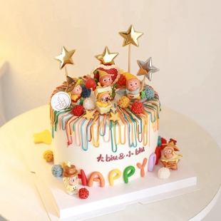 饰 饰摆件苹果蜡烛迷你萌粒星星人公仔蜡烛装 爆款 卡通星星人蛋糕装