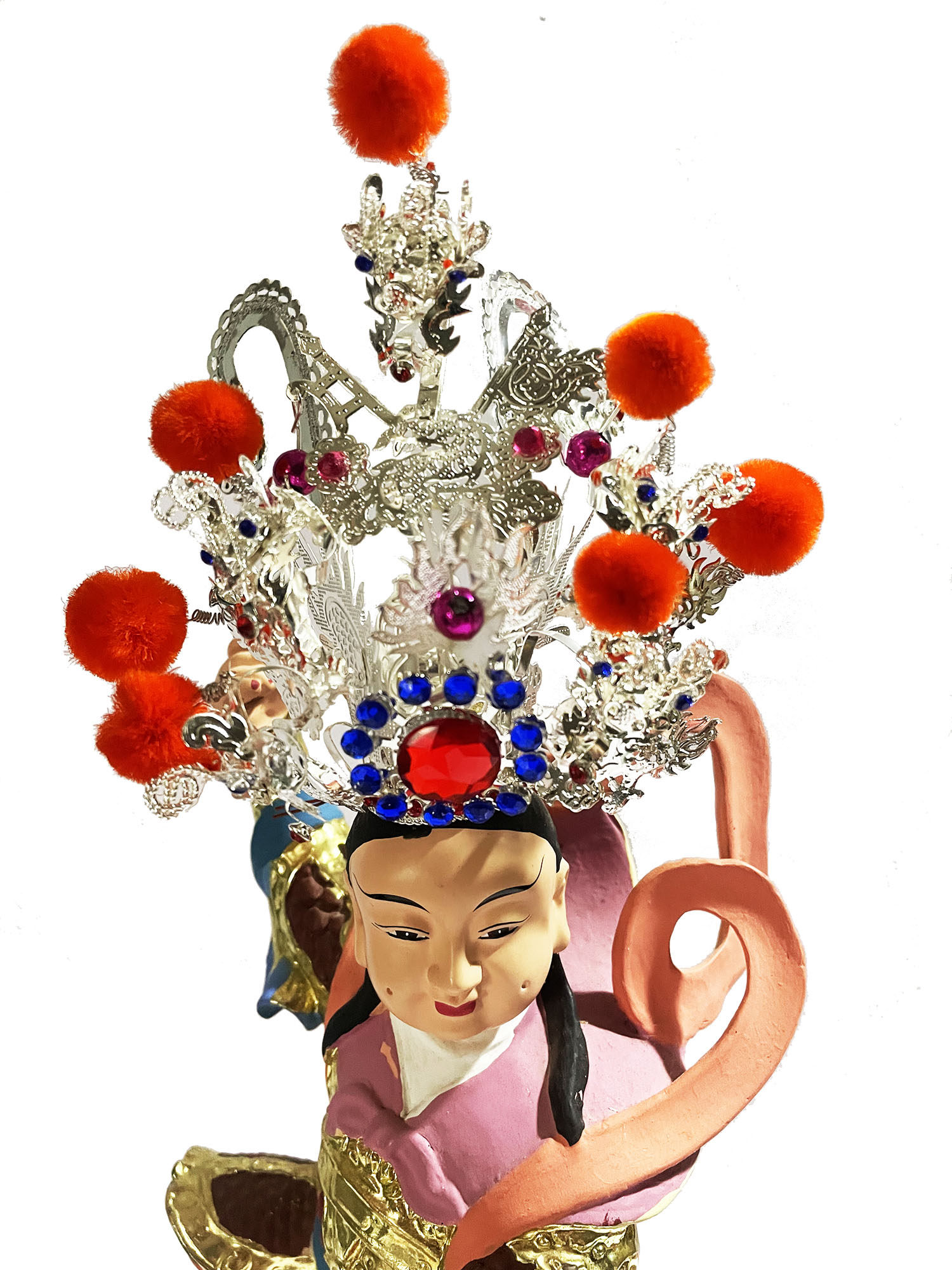 台版神明帽 中坛元帅 三太子 齐天大圣 凤尾束冠 可插羽毛 银色