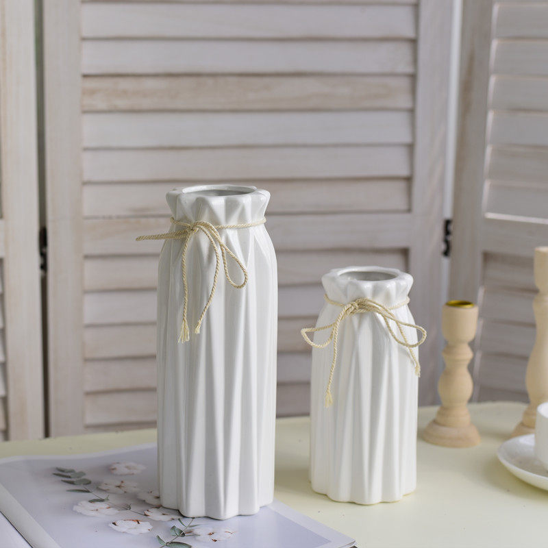 现代陶瓷花瓶客厅摆件插花餐桌小干花北欧创意ins风装饰白色宽口,家居饰品,花盆,淘宝优惠券,粉丝福利购,淘宝优惠卷